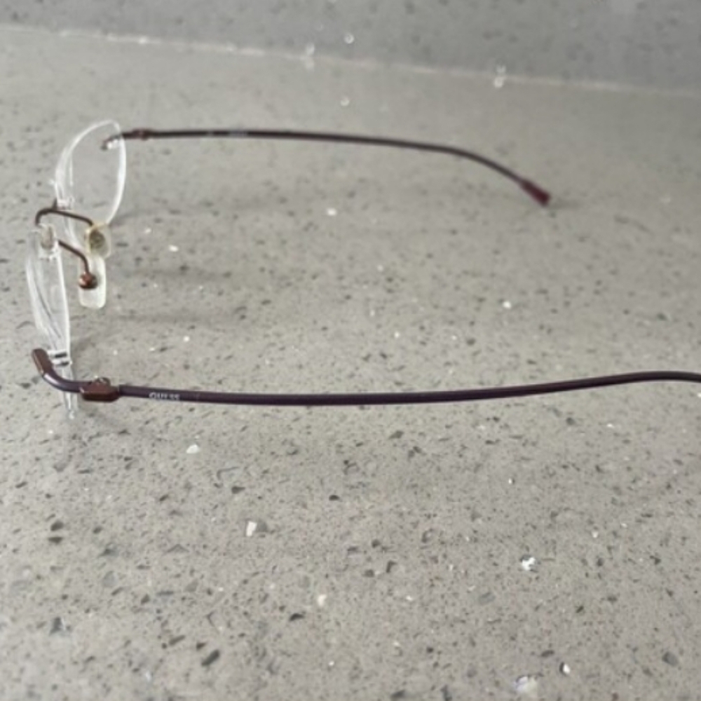 GUESS Men's Rimless Eyeglasses — Brown Temples, Gold Bridge - Picture 2 of 5